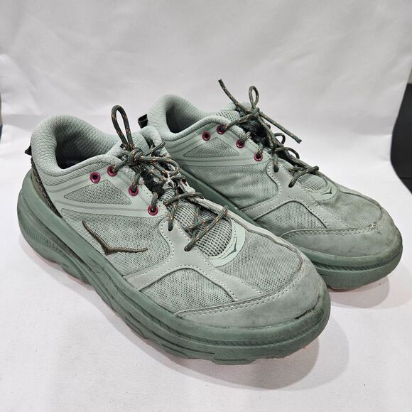 Hoka One One Bondi B3LS Jade Green Running Shoes Size 8 Lace Up Athletic Sneaker